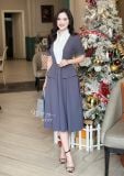  Đầm peplum phối cổ sơ mi giả form dáng xoè - D3177 