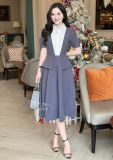  Đầm peplum phối cổ sơ mi giả form dáng xoè - D3177 