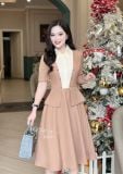  Đầm peplum phối cổ sơ mi giả form dáng xoè - D3177 