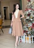  Đầm peplum phối cổ sơ mi giả form dáng xoè - D3177 