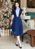  Đầm peplum phối cổ sơ mi giả form dáng xoè - D3177 