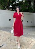  Đầm cổ V viền bèo xoắn eo cách điệu - D3178 