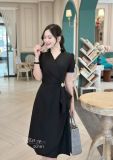  Đầm cổ V nhún eo cách điệu form dáng xoè - D3181 
