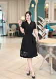 Đầm cổ V nhún eo cách điệu form dáng xoè - D3181 