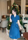  Đầm cổ V nhún eo cách điệu form dáng xoè - D3181 