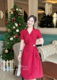  Đầm cổ V nhún eo cách điệu form dáng xoè - D3181 