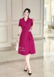  Đầm cổ V nhún eo cách điệu form dáng xoè - D3181 
