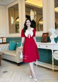  Đầm cổ tim phối bèo cánh bướm form dáng xoè - D3186 