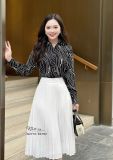  Áo sơ mi hoạ tiết tay dài form dáng suông - D3192 