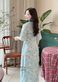  Áo dài hoa cổ trụ form tay lỡ - D3193 