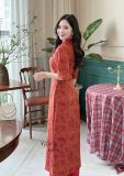  Áo dài hoa cổ trụ form tay lỡ - D3193 