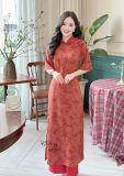  Áo dài hoa cổ trụ form tay lỡ - D3193 