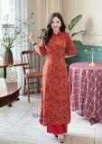  Áo dài hoa cổ trụ form tay lỡ - D3193 