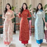  Áo dài hoa cổ trụ form tay lỡ - D3193 