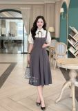  Đầm giả sơ mi form dáng xòe tùng xếp ly - D3195 