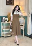  Đầm giả sơ mi form dáng xòe tùng xếp ly - D3195 