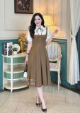  Đầm giả sơ mi form dáng xòe tùng xếp ly - D3195 
