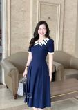  Đầm cổ bèo 2 lớp viền màu form dáng xoè - D3201 