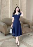  Đầm cổ bèo 2 lớp viền màu form dáng xoè - D3201 