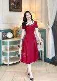  Đầm cổ bèo 2 lớp viền màu form dáng xoè - D3201 