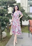  Đầm hoa cổ V tay cánh tiên dáng xoè - D3202 