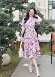  Đầm hoa cổ V tay cánh tiên dáng xoè - D3202 