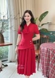  Đầm peplum cổ bèo cách điệu form dáng xoè - D3204 