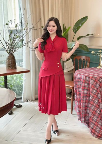  Đầm peplum cổ bèo cách điệu form dáng xoè - D3204 