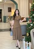  Đầm peplum cổ bèo cách điệu form dáng xoè - D3204 