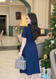  Đầm peplum cổ bèo cách điệu form dáng xoè - D3204 