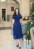  Đầm peplum cổ bèo cách điệu form dáng xoè - D3204 