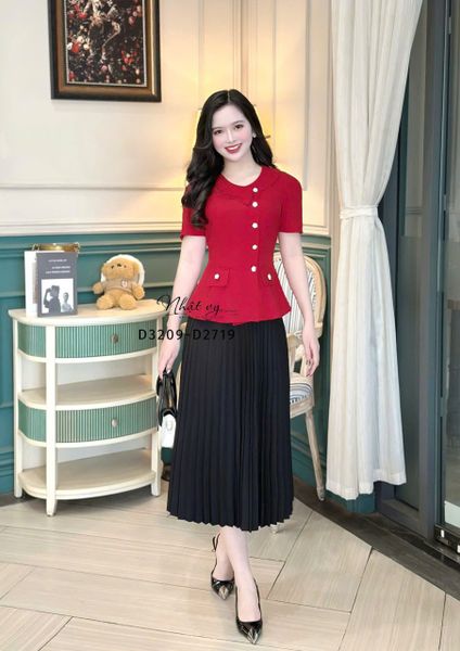  Áo cổ tròn viền bèo cài nút kiểu - D3209 