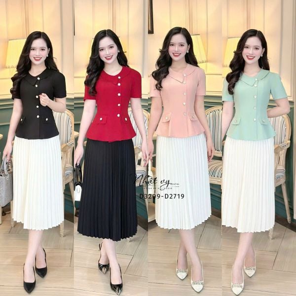  Áo cổ tròn viền bèo cài nút kiểu - D3209 