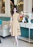  Đầm sọc cổ sơ mi đính nút bọc form dáng ôm - D3211 