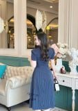  Đầm sọc cổ sơ mi đính nút bọc form dáng ôm - D3211 