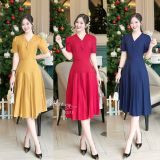  Đầm cổ V xếp ly thắt dây belt liền - D3212 