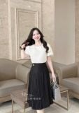  Chân váy ngắn dập ly đính nút kiểu - D3215 