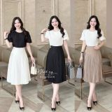  Chân váy ngắn dập ly đính nút kiểu - D3215 