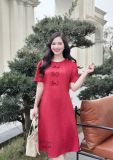  Đầm cổ tròn đính nơ ngực form dáng suông - D3216 