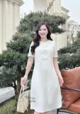  Đầm cổ tròn đính nơ ngực form dáng suông - D3216 