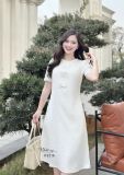  Đầm cổ tròn đính nơ ngực form dáng suông - D3216 