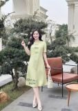  Đầm cổ tròn đính nơ ngực form dáng suông - D3216 