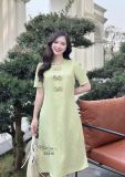 Đầm cổ tròn đính nơ ngực form dáng suông - D3216 