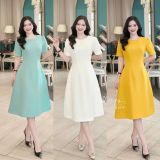  Đầm cổ tròn tay nhún kiểu form dáng xoè - D3217 