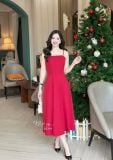  Set đầm 2 dây dáng xoè kèm áo khoác trễ vai - D3219 