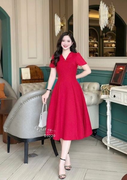  Đầm dáng xoè phối cổ bèo cách điệu - D3220 