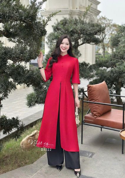  Áo dài cách tân xẻ tà đính cúc bọc - D3222 