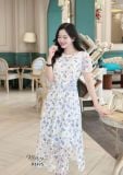  Đầm voan hoa cổ thuyền form dáng xoè - D3225 