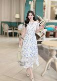  Đầm voan hoa cổ thuyền form dáng xoè - D3225 