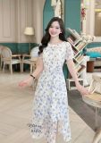  Đầm voan hoa cổ thuyền form dáng xoè - D3225 